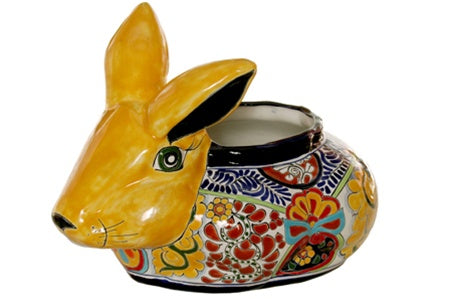 rabbit planter pot Talavera Rabbit planter pot Hand painted Mexican Talavera – Market to Market By Tierra Fina