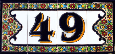 Cadiz 3 Spanish Ceramic House Numbers 6in