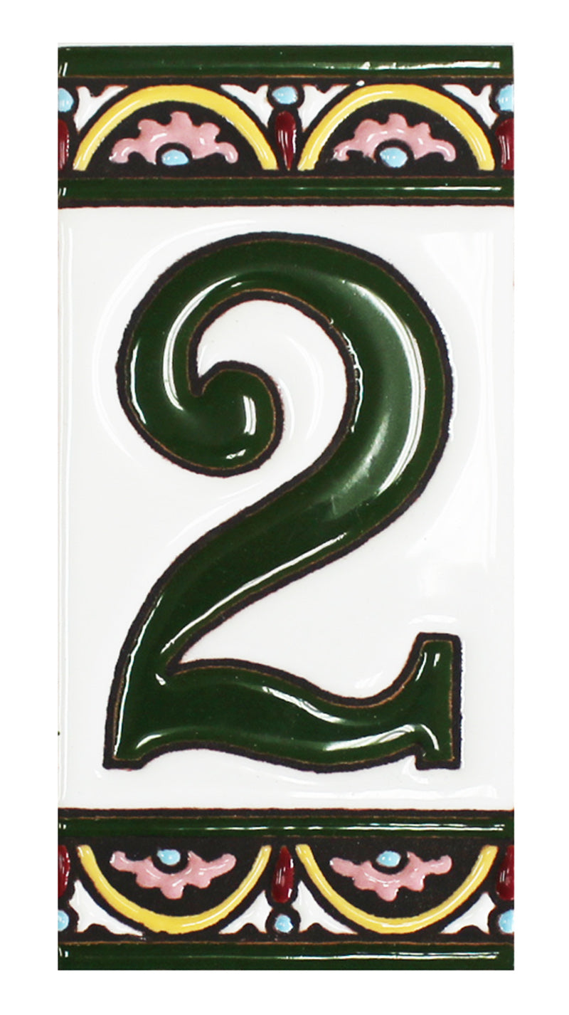 Granada Number 2 Spanish Ceramic House Number 6in