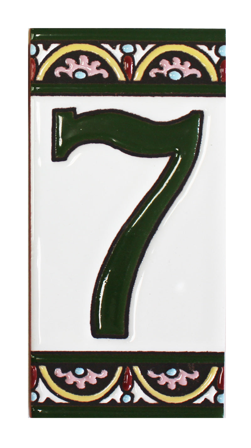 Granada Number 7 Spanish Ceramic House Number 6in