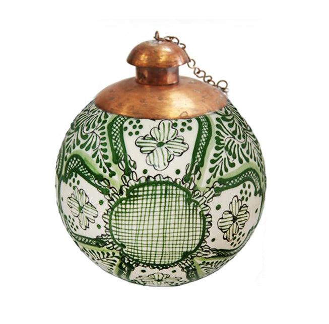Green Relief Ceramic Tabletop Torch