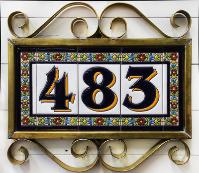 Horizontal Brass Frame for 3 Numbers