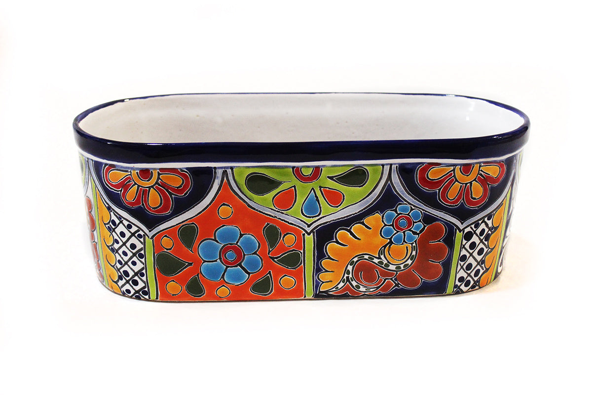 Talavera window box oval planter pot Hand painted Mexican Talavera ...