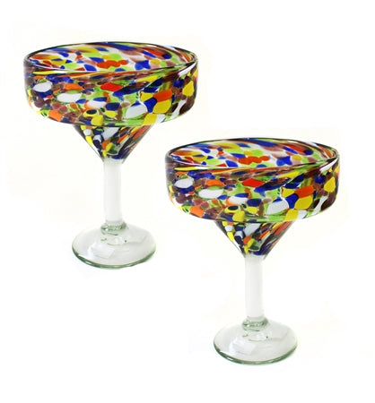 Handblown Margarita Glasses Set of 2 CONFETTI--CLUCMG-4