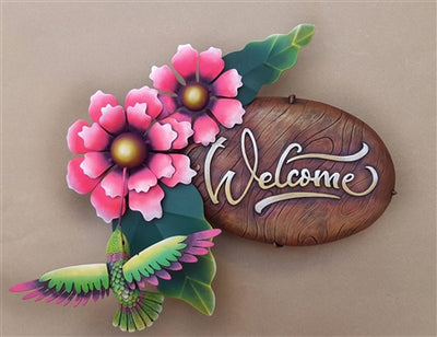 Airbrushed Welcome plaque 14"h x 15"w x 5"d